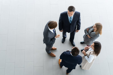 Sticker - Top view of business people. Business meeting and teamwork.