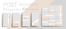Design Backgrounds For Social Media Banner. Set Of Instagram Stories And Post Frame Templates.Vector Cover. Mock Up For Personal Blog Or Shop.Layout For Promotion.Endless Square Puzzle Layout