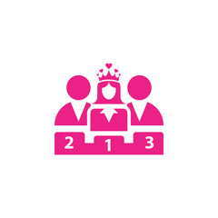 Poster - Award, business rank, success, team, winner, crown on head pink color icon