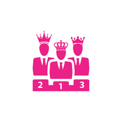 Canvas Print - Award, business rank, success, team, winner, crown on head pink color icon