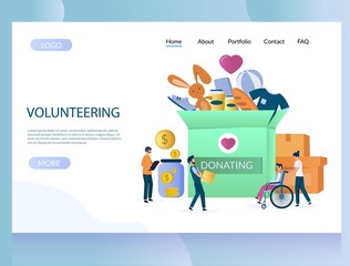 Wall Mural - Volunteering vector website landing page design template