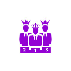 Poster - Award, business rank, success, team, winner, crown on head violet color icon