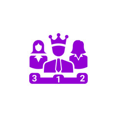 Wall Mural - Award, business rank, success, team, winner, crown on head violet color icon