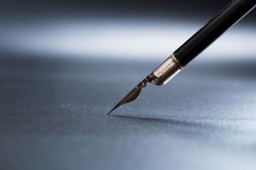 Fountain pen with clipping path on black background