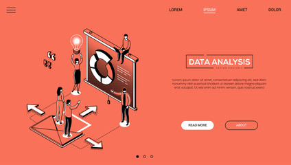 Wall Mural - data analysis - line design style isometric web banner