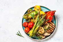 Grilled Vegetables - Zucchini, Paprika, Eggplant, Asparagus And Tomatoes.