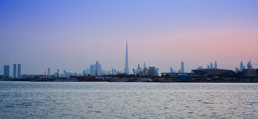 Wall Mural - sunset in Dubai city view, United Arab Emirates