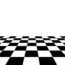 Vector Black And White Perspective Floor Background. Chess Board