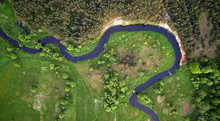 Aerial Landscape - Wild River In Summer