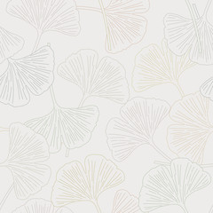 Naklejka na meble Vector Ginkgo Leaves in Earthy Gold Green Brown Gray Seamless Repeat Pattern