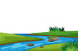 © brgfx - Landscape background with river and green field