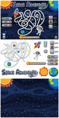 Wall Mural - Set of game template with galaxy background