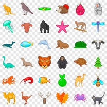 Lizard Icons Set. Cartoon Style Of 36 Lizard Vector Icons For Web For Any Design