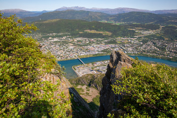 To Helgelandstairs (Sherpa stone staircase) to Øyfjellet  mountain from Mosjøen city in Nordland countyOn tour Helgelandstrappa og Øyfjellet, Mosjøen - Vefsen