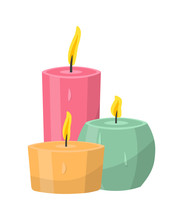 Aromatic Candles Flat Vector Illustration