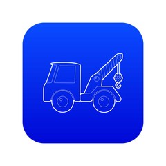 Wall Mural - Car towing truck icon blue vector isolated on white background