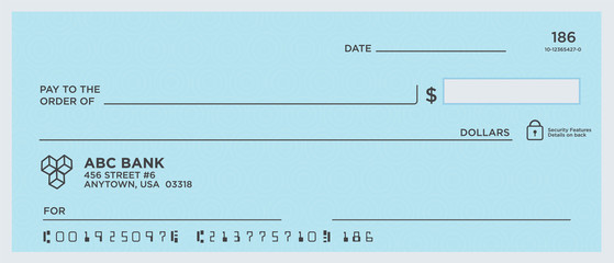 Blue Blank Check Vector Illustration