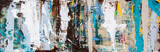 Fototapeta Młodzieżowe - Abstract art with splashes of multicolor paint, as a fun, creative & inspirational background texture - in long panorama / banner.