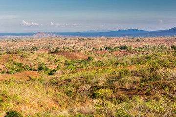 Wall Mural - Malawi Landscape, Savannah with mountain in the Background, South-East-Africa