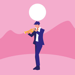 Canvas Print - musician man trumpet playing instrument