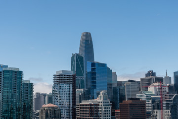 Beautiful view of the San Francisco downtown on a clear summer day, Northern California