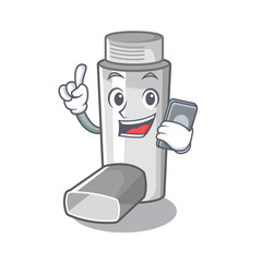 Sticker - With phone asthma inhaler in the cartoon shape