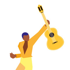 Poster - musician man classic guitar playing