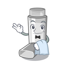 Poster - Waiter asthma inhalers isolated in the mascot