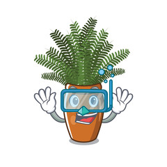 Poster - Diving boston fern isolated with the character