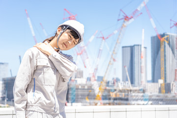 Wall Mural - asian engineer worker working in construction site