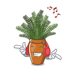 Sticker - Listening music boston fern with the cartoon shape