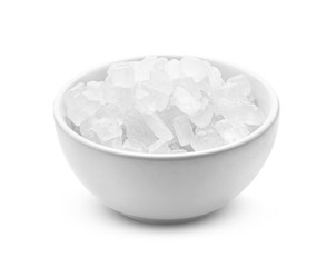 Wall Mural - rock sugar in bowl on white background.