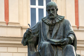 Statue of Bernardino Telesio, the ancient philosopher, located in Piazza XV marzo, Cosenza - Italy