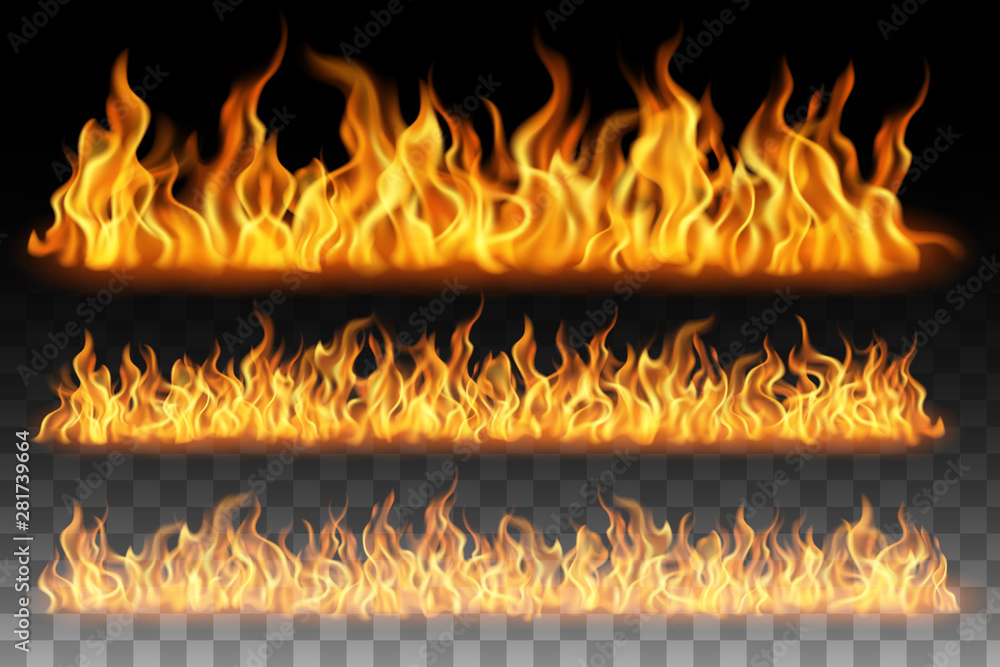 Collection of flame effect isolated on transparent background - obrazy, fototapety, plakaty 