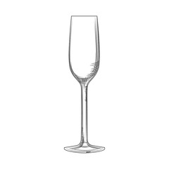 Wall Mural - Flute glass. Hand drawn empty champagne glass sketch. Sparkling wine glass.