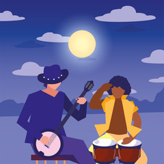 Poster - two male musicians musical instruments