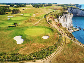 Wall Mural - Picturesque landscape of white chalk cliffs and natural arches of Etretat, France