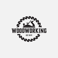 Woodworking logo design template vector isolated illustration