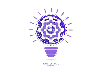 Light bulb inside gear. Strategy idea symbol icon. Logo design. Creative solutions concept. Vector illustration for your design.