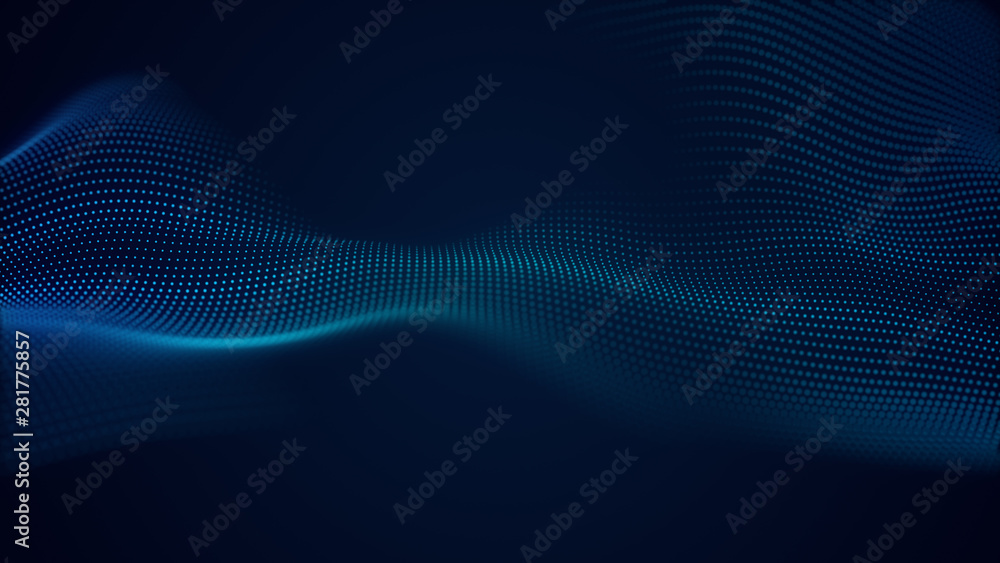 beautiful abstract wave technology background with blue light digital effect corporate concept - obrazy, fototapety, plakaty 