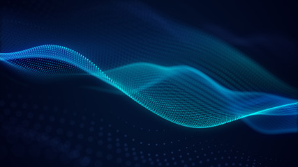 beautiful abstract wave technology background with blue light digital effect corporate concept