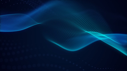 Poster - beautiful abstract wave technology background with blue light digital effect corporate concept