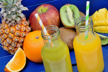 Sticker - Glasses of juice with fruit mix on table