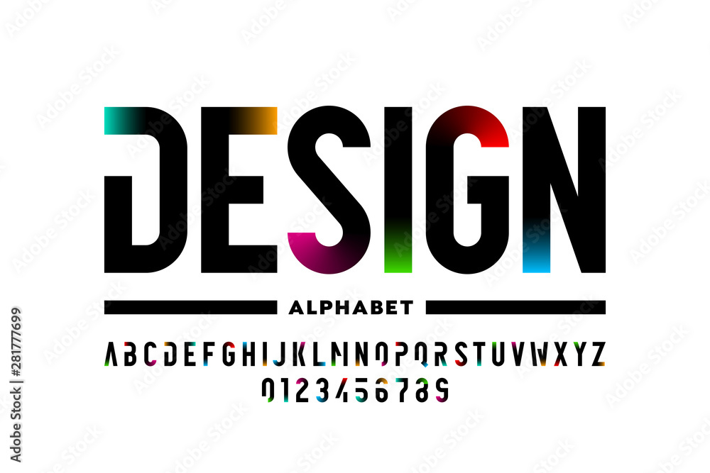 Modern style font design, alphabet letters and numbers vector ...