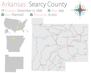  Large and detailed map of Searcy county in Arkansas, USA
