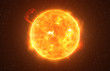 Leinwandbild Motiv Bright Sun against dark starry sky in Solar System, elements of this image furnished by NASA