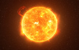 Fototapeta Do pokoju - Bright Sun against dark starry sky in Solar System, elements of this image furnished by NASA