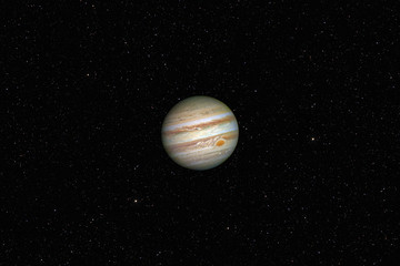 Wall Mural - planet jupiter against dark starry sky background in solar system, elements of this image furnished 