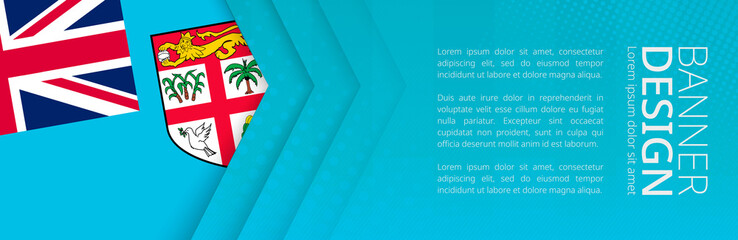 Wall Mural - Banner template with flag of Fiji for advertising travel, business and other.