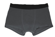Men's Underwear. Grey Boxer Briefs Isolated On White Background. Monochrome Men's Briefs Boxers.